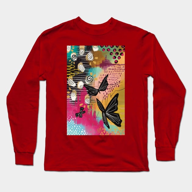 Painted Butterflies Long Sleeve T-Shirt by Works of Autumn